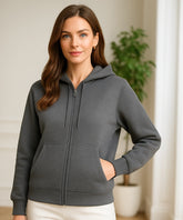 Comprar casaco moletom feminino capuz zíper fleece macio quentinho inverno em promoção ZARA